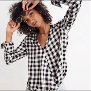 Madewell Wrap Front Shirt in Gingham/Buffalo Check